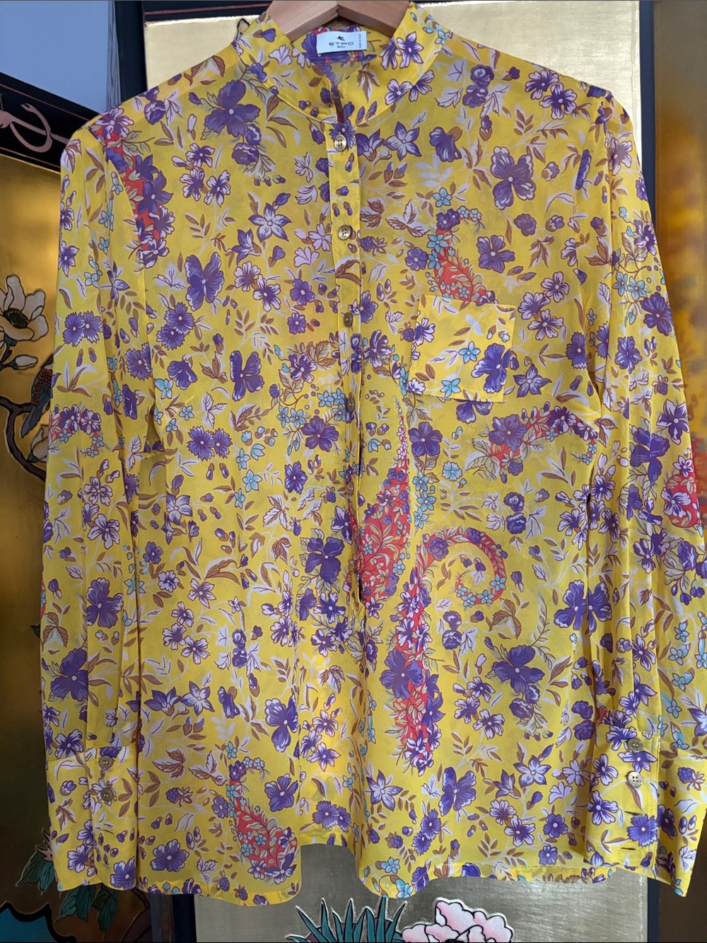 ETRO Women’s Yellow Floral Print Blouse
